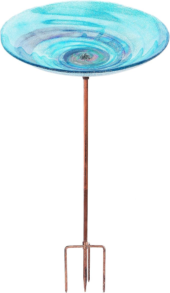 VCUTEKA Outdoor BirdBath Glass Bird Bath Garden Bird Feeder by VCUTEKA