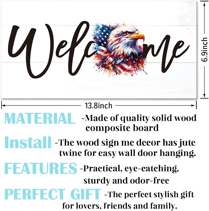 Welcome Sign for Front Door, Welcome Decor Wooden Hanging Sign for Wall Decor - Image 2