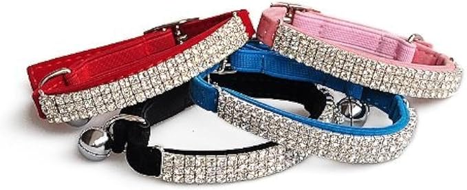 CHUKCHI Soft Velvet Safe Cat Adjustable Collar Bling Diamante by CHUKCHI