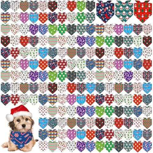 Aliceset 180 Pcs Christmas Dog Bandanas Bulk Christmas Bandanas for