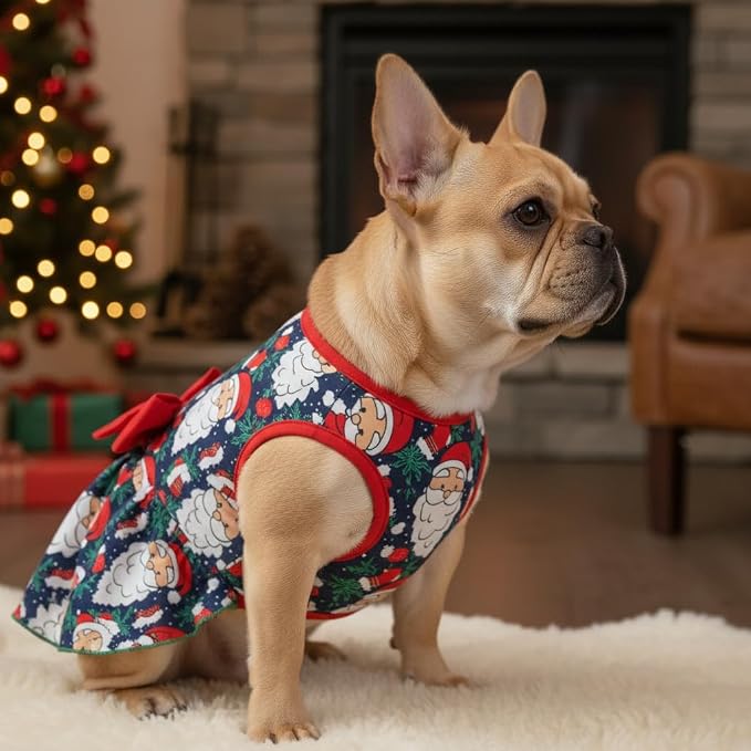 Pohshido Christmas Dog Dress, Winter Holiday Santa Claus Skirt - Image 8
