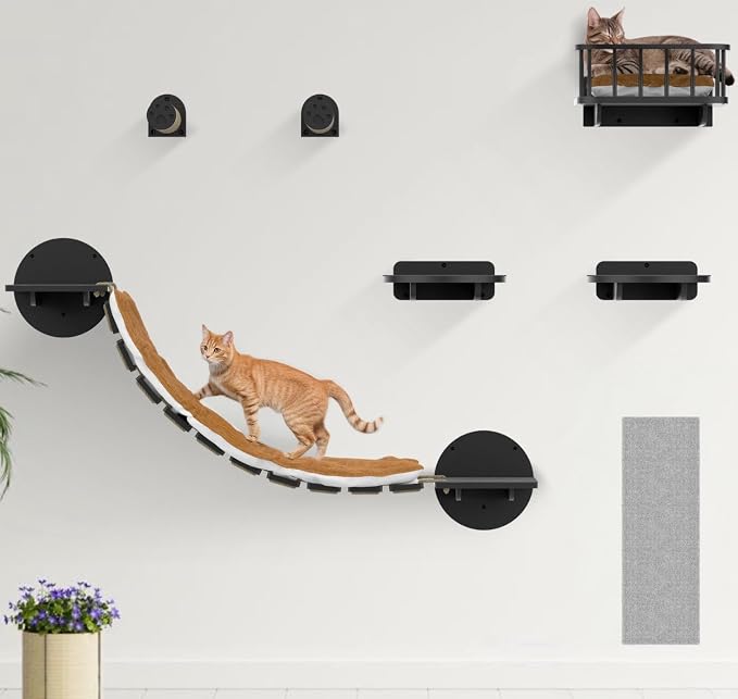 FURRY VIBES Cat Wall Shelves & Perches – 7-in-1 Cat Wall Furniture Set by Unknown