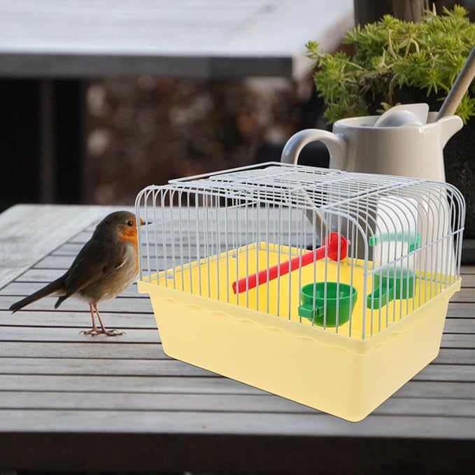 Portable Bird Cage with Waterer Food Box and Perch Lightweight Spacious Travel - Image 4