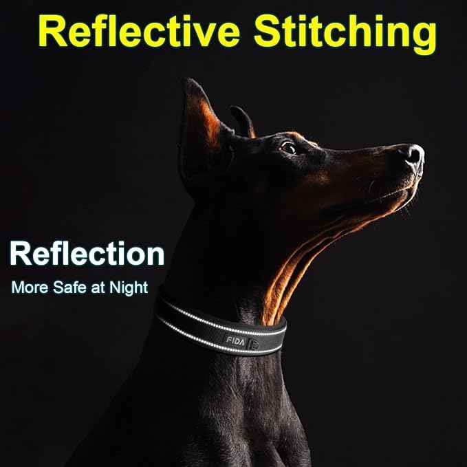Fida Heavy Duty Dog Collar, Ultra Comfortable Soft Neoprene Padded, Adjustable
