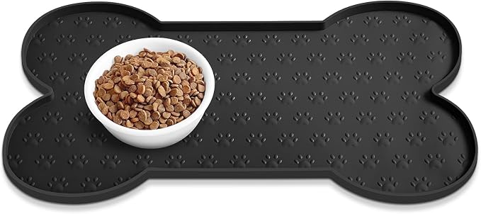 Dog Food Mat Anti-Slip Silicone Dog Bowl Mat Thicker Pet Placemat Waterproof by PWTAA