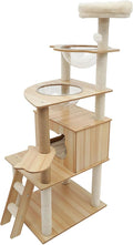 Wood Cat Tree, Modern 5-Tier Wooden Cat Tree, Wooden Tower by NIENIEE
