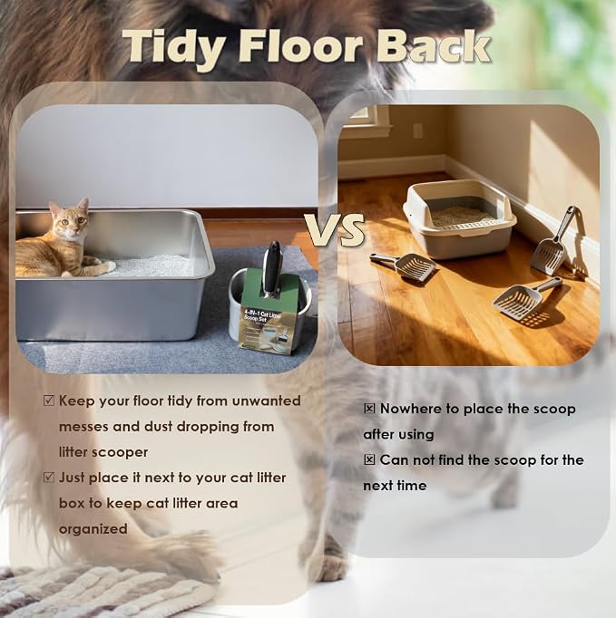 4-in-1 Cat Litter Scoop with Holder, Cat Litter Box Organizer Cleanup Kit - Image 9