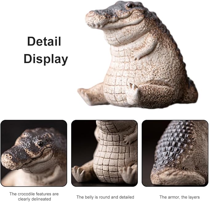 Mini Alligator Baby Statue Ornament, Cute Resin Crocodile Figurine, Tea Pet - Image 3