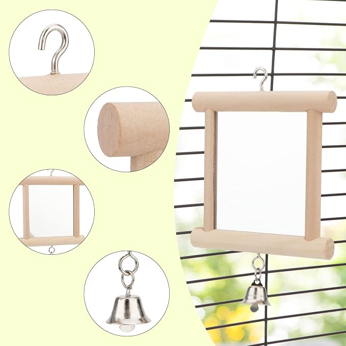 Hypeety Pet Bird Mirror with Bell Interactive Parrot Toy - Image 3