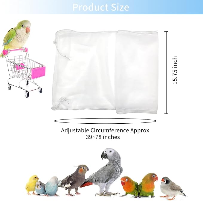 Daoeny Universal Bird Cage Cover, Adjustable Parrot Nylon Airy Soft Mesh Net - Image 3