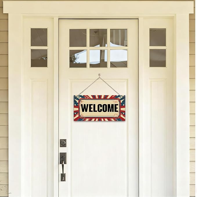 Welcome Sign for Front Door, Welcome Decor Wooden Hanging Sign for Wall Decor - Image 4