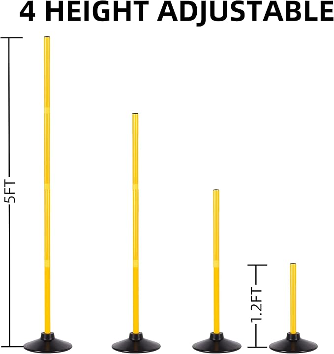5 FT Agility Training Poles for Soccer/Dog/Horse, Adjustable Football - Image 3
