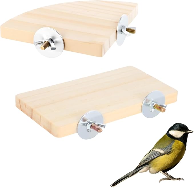 2PCS Bird Perch Platform Flat, Fan Shape and Rectangle Bird Cage Platform by Unknown