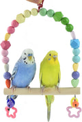 Wooden Bird Swing for Cockatiels Parrot Perch Hanging Toys Parakeets Birdcage by GUANLANT