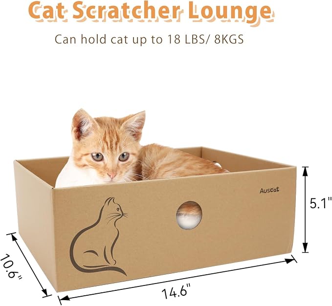 AUSCAT Cat Cardboard Scratcher, 14.8" L x 10.8" W x 5.2" H. - Image 3
