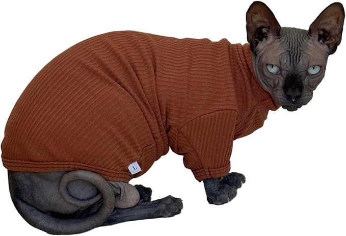 Kitipcoo Sphynx Hairless Cats Shirt Cotton Cat Turtleneck Sweater Pullover - Image 4