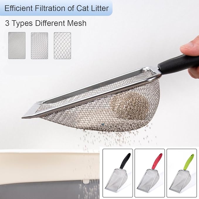 3PCS Cat Litter Scoop, Reptile Stainless Steel Fine Mesh, Litter Cleaner Corner - Image 6