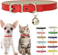 Red XS Dog Collar with Bell, Soft Pu Leather Cat Collars Adjustable Buckle by Weimostar