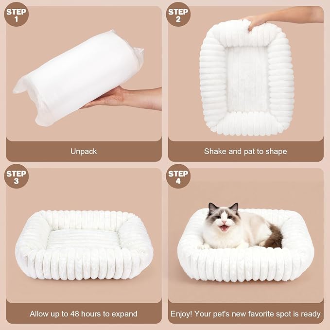 Cat Beds for Indoor Cats, Square Self Warming Cat Bed Orthopedic Pet Bed - Image 6