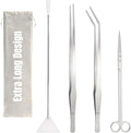 Hiceeden 4 Pcs 15 Inch Long Aquarium Aquascape Tools, Stainless Steel by Hiceeden