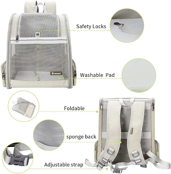 Texsens Pet Backpack Carrier for Small Cats Dogs | Ventilated Design, Safety - Image 4