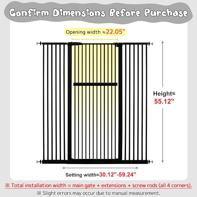 Lumizone Extra Tall Pet Gate 55.12" High Pressure Mounted 38.39"-59.24" Extra - Image 2