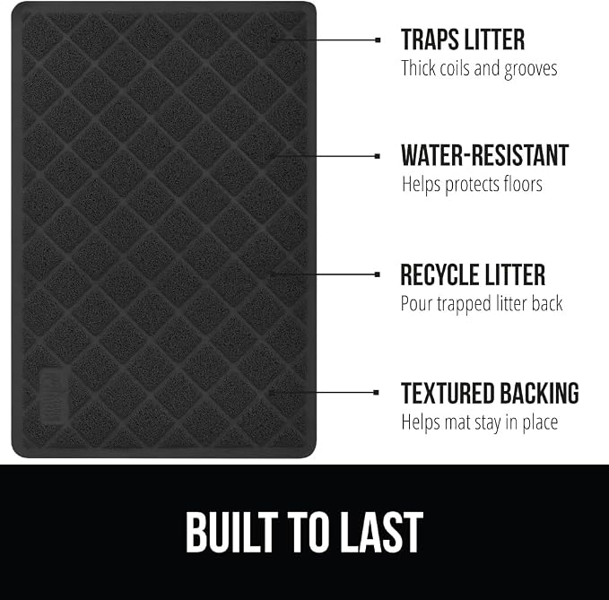 GORILLA GRIP Cat Litter Box Mat, 35x23 2 Pack, Water Resistant, US Designed - Image 2