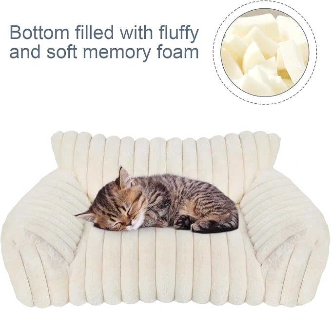 Cute Cat Couch Bed for Indoor Cats, Fluffy Pet Cat Sofa - Image 3