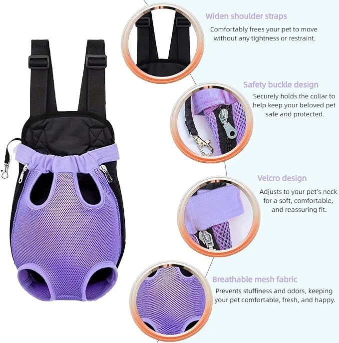 Pet Dog Carrier Backpack, Portable Breathable Mesh Chest Carrier, Polyester - Image 4