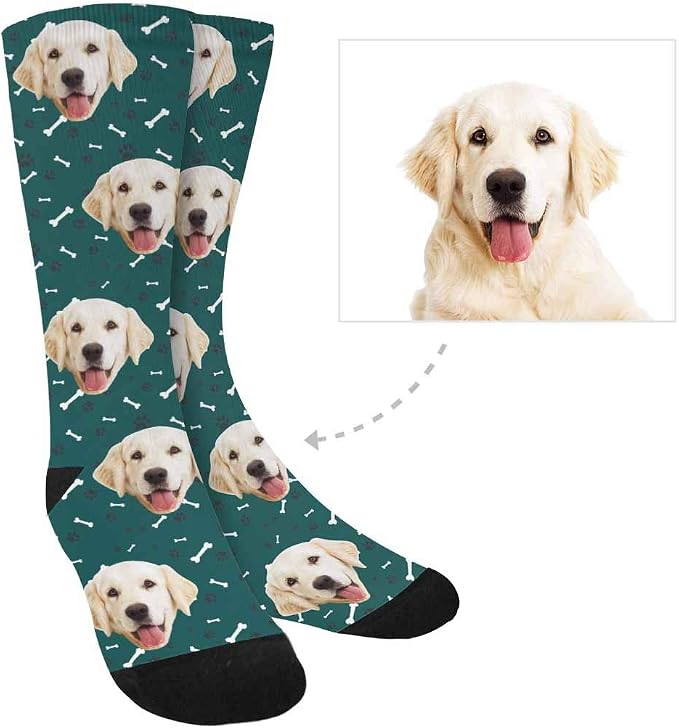 MyPupSocks Custom Personalized Photo Pet Face Socks, Cat and Dog Tracks Paws - Image 3