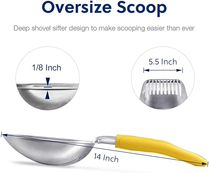 WePet Cat Litter Scoop, Aluminum Alloy Sifter, Kitty Metal Scooper, Deep Shovel - Image 3
