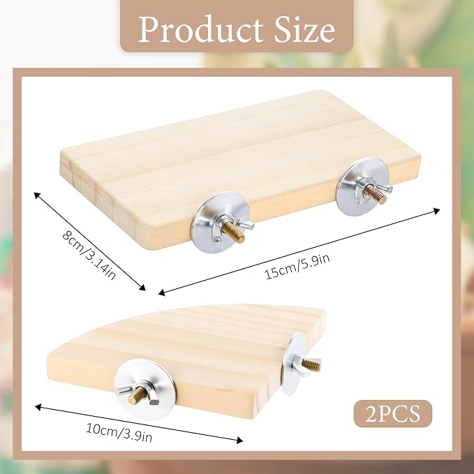2PCS Bird Perch Platform Flat, Fan Shape and Rectangle Bird Cage Platform - Image 2
