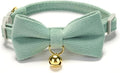 Soft Corduroy Cat Collar with Bell and Bowtie, Safety Breakaway Clasp, by Petiry