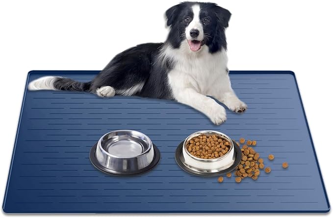 Large Dog Mat for Food and Water, 31.8"x23.8" Silicone Pet Feeding Mats by Goldleaf