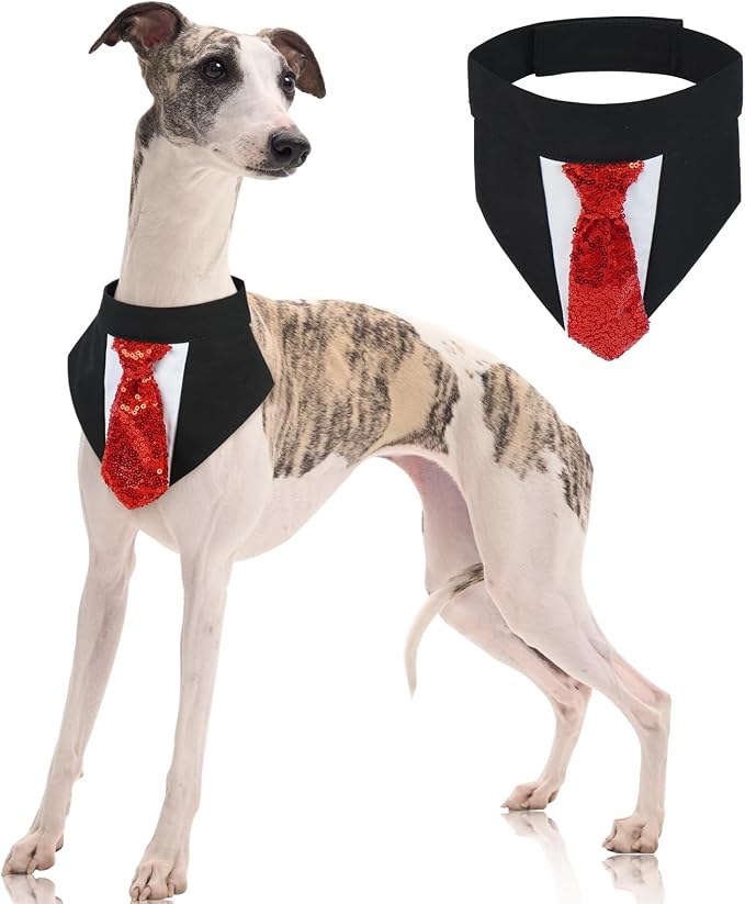 FUAMEY Dog Tie Bandanas, Formal Dogs Wedding Tuxedo Attire Puppy Collar by FUAMEY