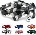 White Plaid Dog Bow Collar by YOUALSO