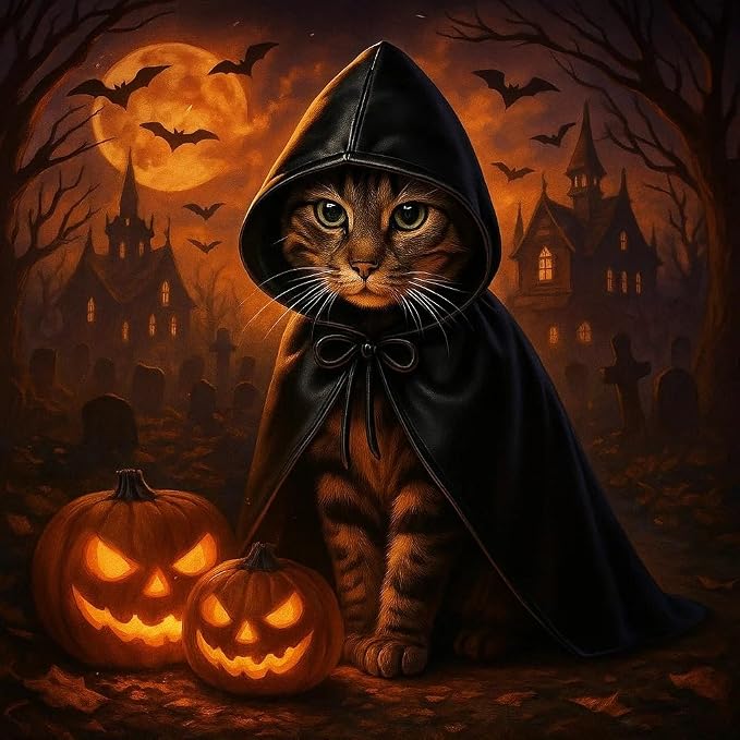 Black Cat Cloak with Hood for Indoor Cats, Funny Superhero Cosplay Halloween - Image 2