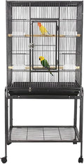 53 Inch Bird Cage with Wooden Perches, Standing Wrought Iron Birdcage with by MegaChoice