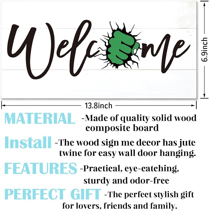 Welcome Sign for Front Door, Welcome Decor Wooden Hanging Sign for Wall Decor - Image 2