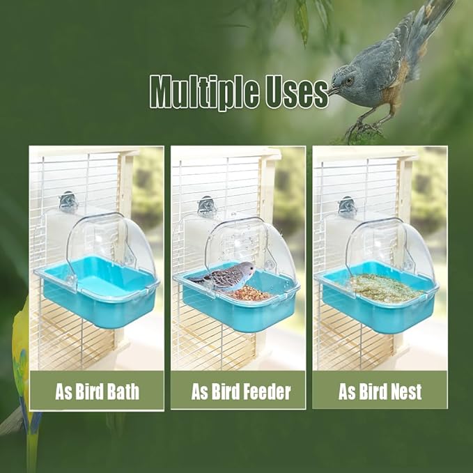 Bird Bath for Cage, Cleaning Pet Supplies Cockatiel Bird Bathtub - Image 3