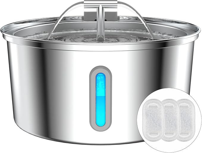 Cat Water Fountain Stainless Steel, 0.8gal/108oz Pet Water Fountain, 3 by Lawfery