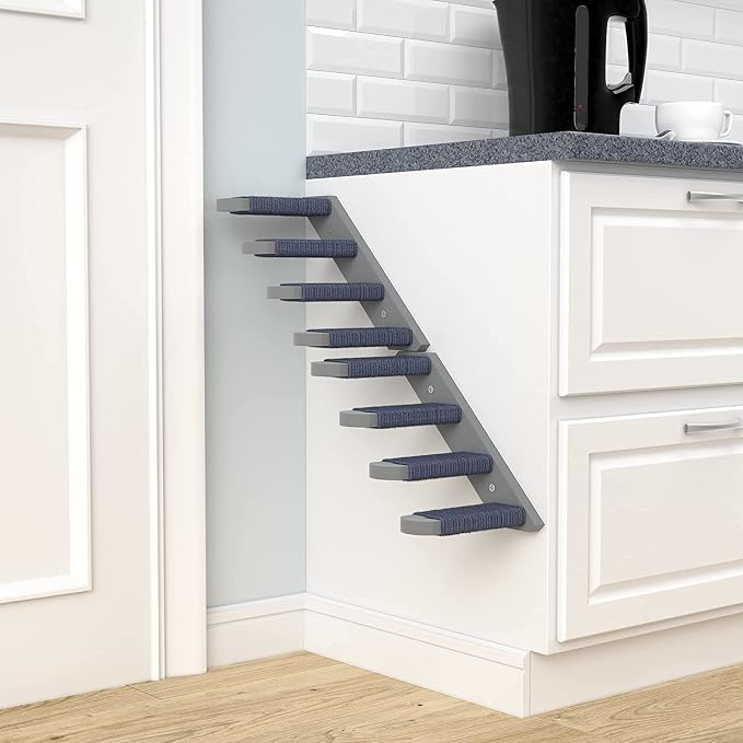 Skywin Cat Wall Steps, 2 Pack Wooden Color Solid Rubber Cat Stairs - Image 3