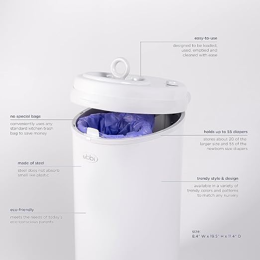 Ubbi Steel Diaper Pail, Odor Locking, No Special Bag Required, Award-Winning - Image 4