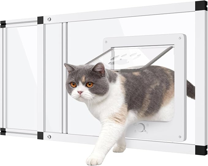 Sliding Cat Door for Window, Fits 22"-28.5" Width Window, 2-Min Install | by Yoochee