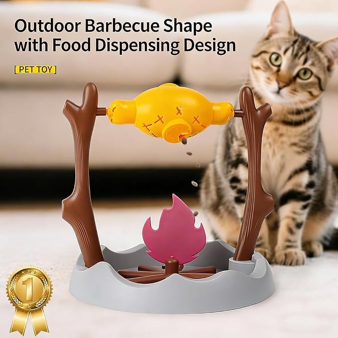 Cat BBQ Toy, Pets Dry Food Dispenser, Cats Slow Feeding Snack Bowl, Grilled - Image 6