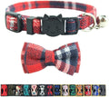 Cat Collar Breakaway with Bell and Bow Tie, Plaid Design Adjustable Safety by Ximipet