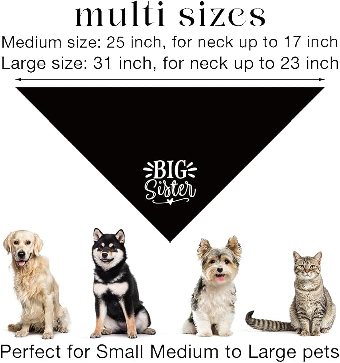 Big Sister Bandana for Dogs, Pet Pregnancy Announcement, Dog Bandanas for Large - Image 3