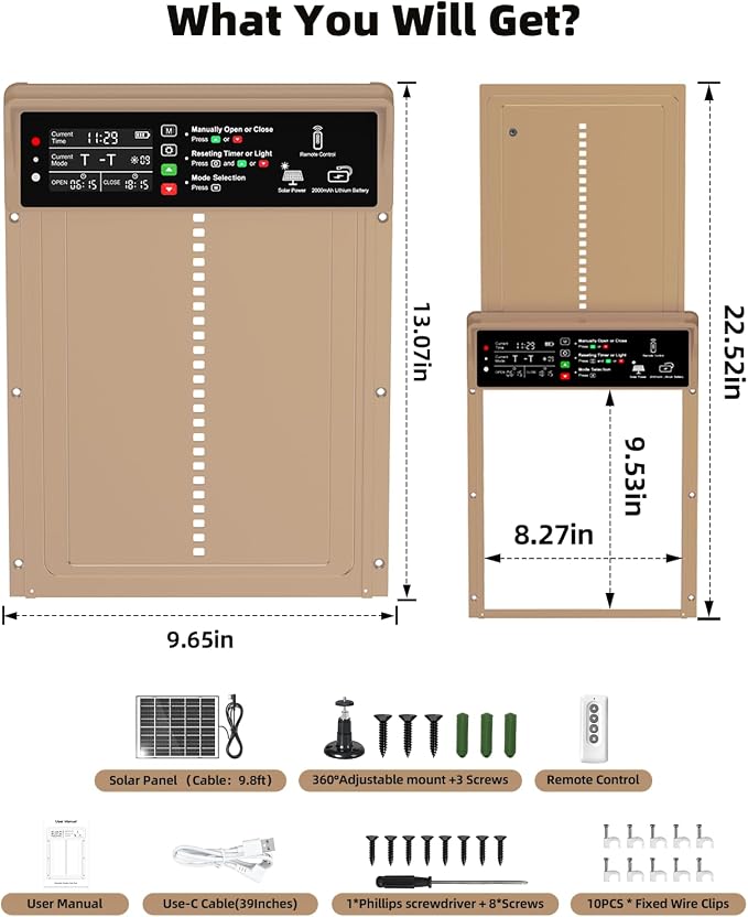 2025 Upgrade 7W Solar Power Chicken Door, Pet Deluxe Automatic Chicken Coop Door - Image 8