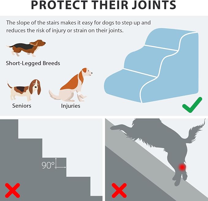Dog Stairs for Couch Sofa and Chair, 3-Step Dog Steps for Small Dogs and Cats - Image 2