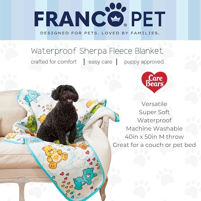 Franco Pet Care Bears Super Soft Cozy Waterproof Sherpa-Backed Blanket Throw - Image 2